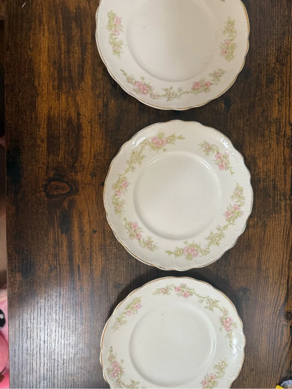Homer Laughlin Vintage Floral White Dessert Plates in style Hudson - Set of 3